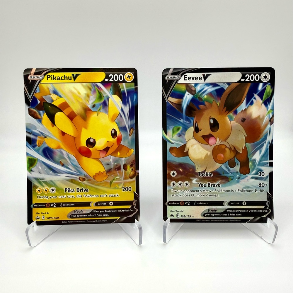 Pikachu V & Eevee V SWSH285 108/159 Ultra Rare Holo Pokemon TCG Crown Zenith NM